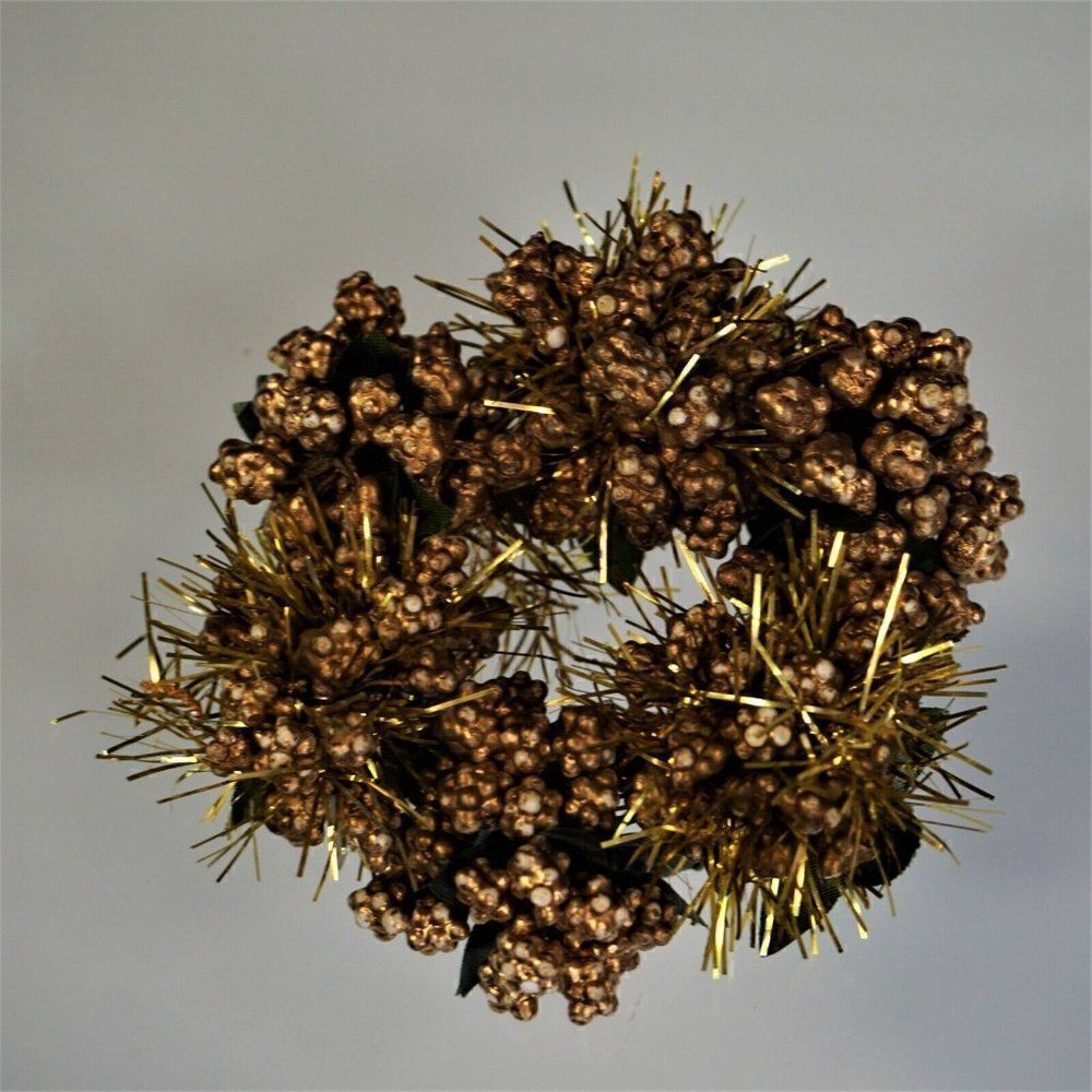 Christmas Candle Ring Gold Glitter Round Holiday Decor